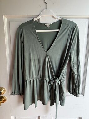Lucky Brand Sage Wrap Peplum Blouse